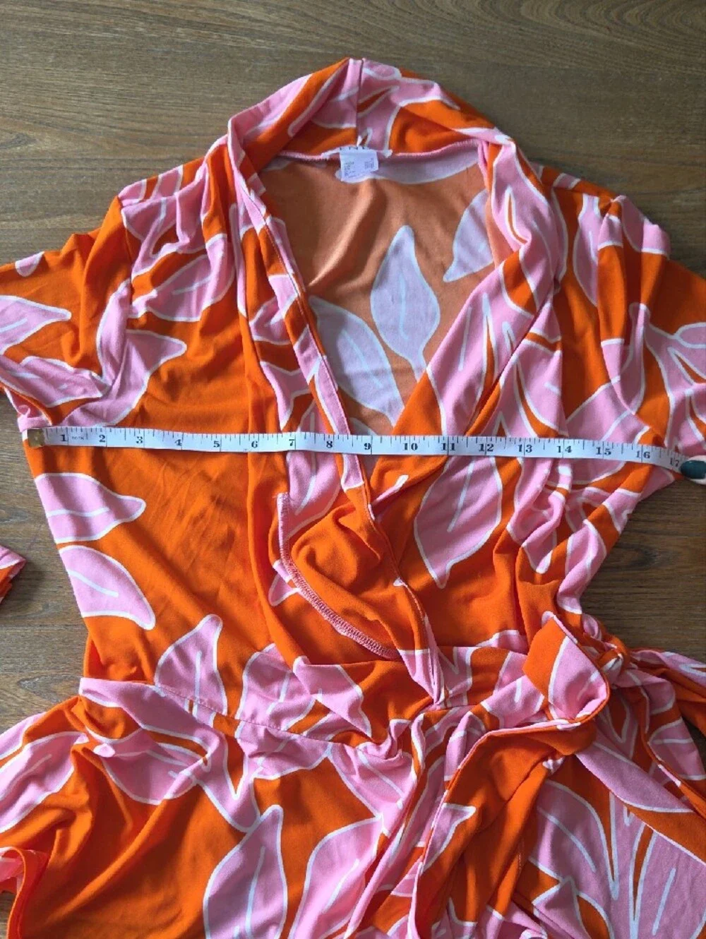VENUS Orange and Pink Floral Wrap Shirt - Vibrant Tie-Waist Lounge Cover